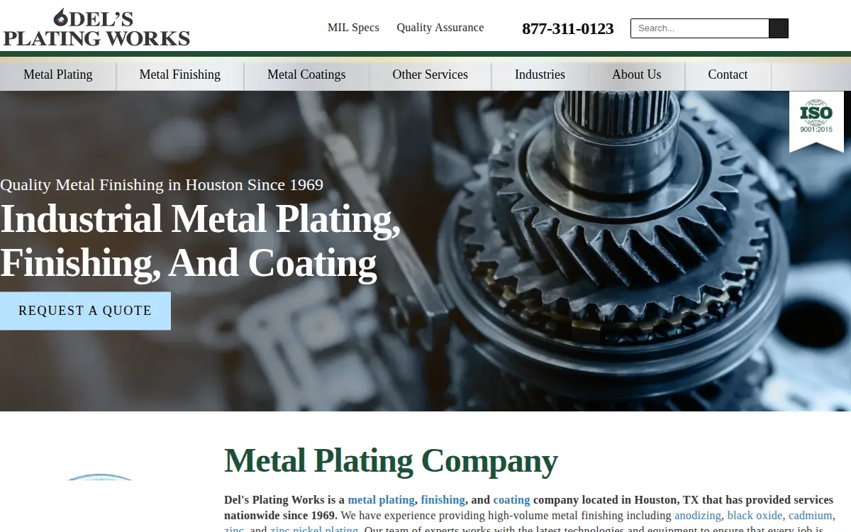 Homepage of Del's Plating Industries CORP.