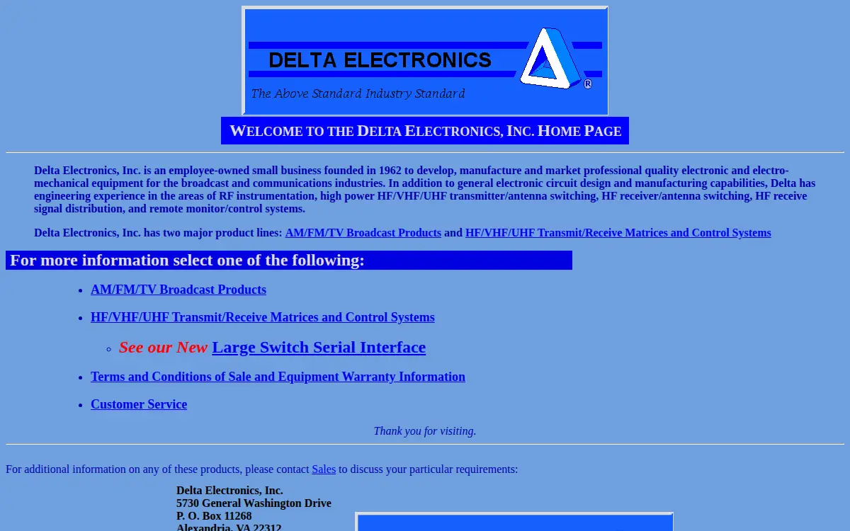 Homepage of Delta Electronics INC