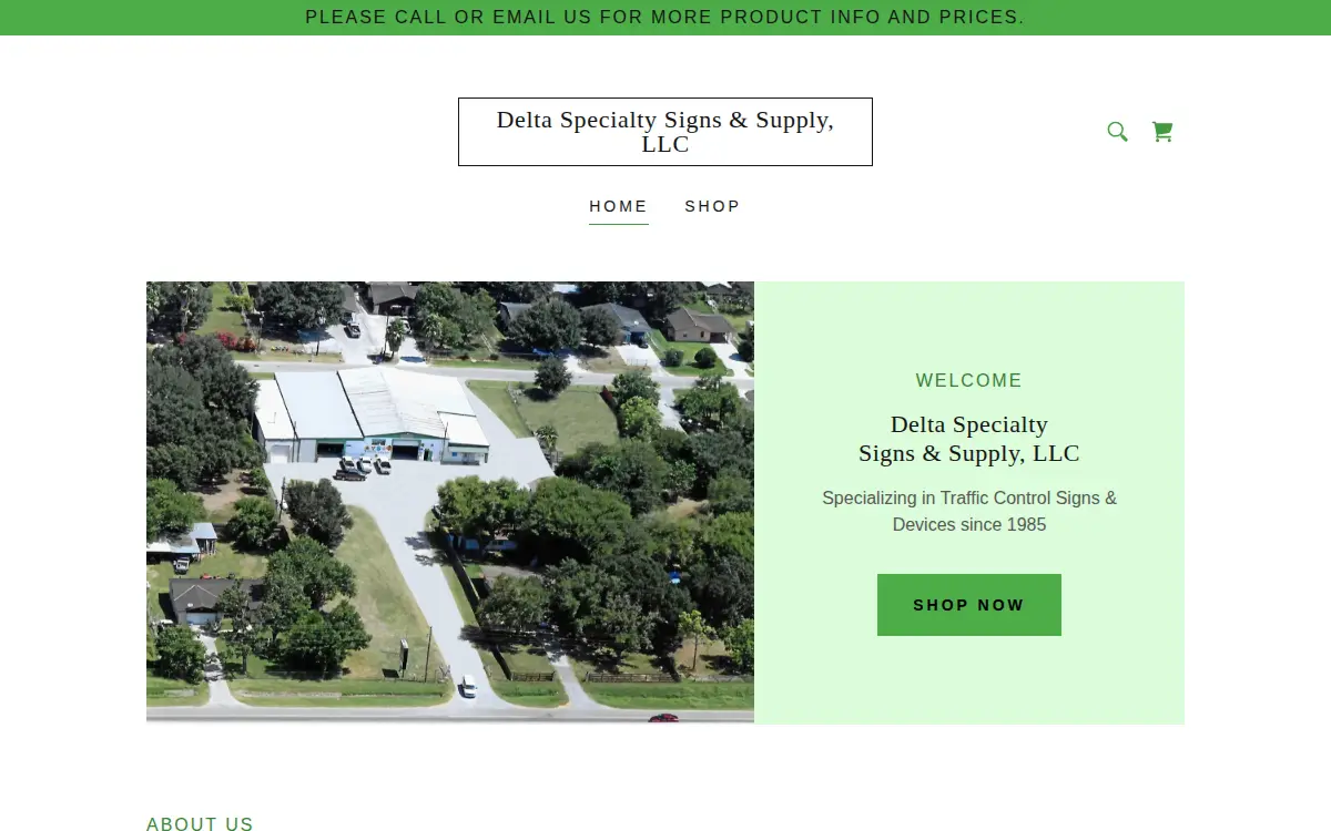 Homepage of Delta Specialty Signs & Supply, LLC