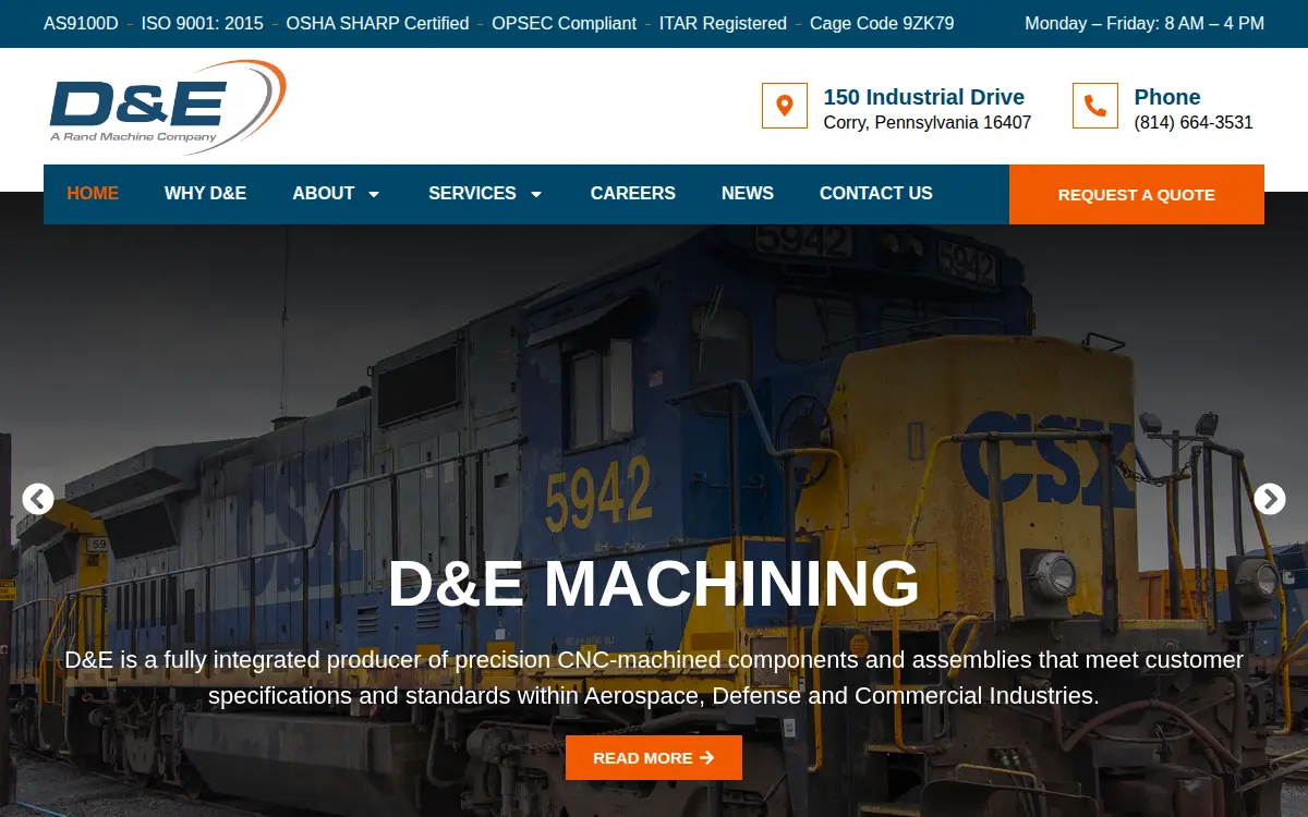 Homepage of Premier Precision Machining Pa, LLC