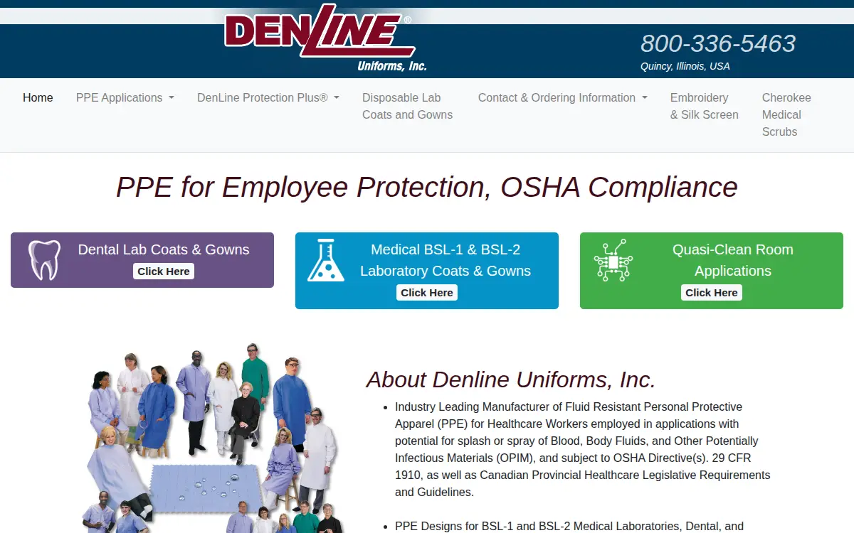 Homepage of Denline Uniforms INC