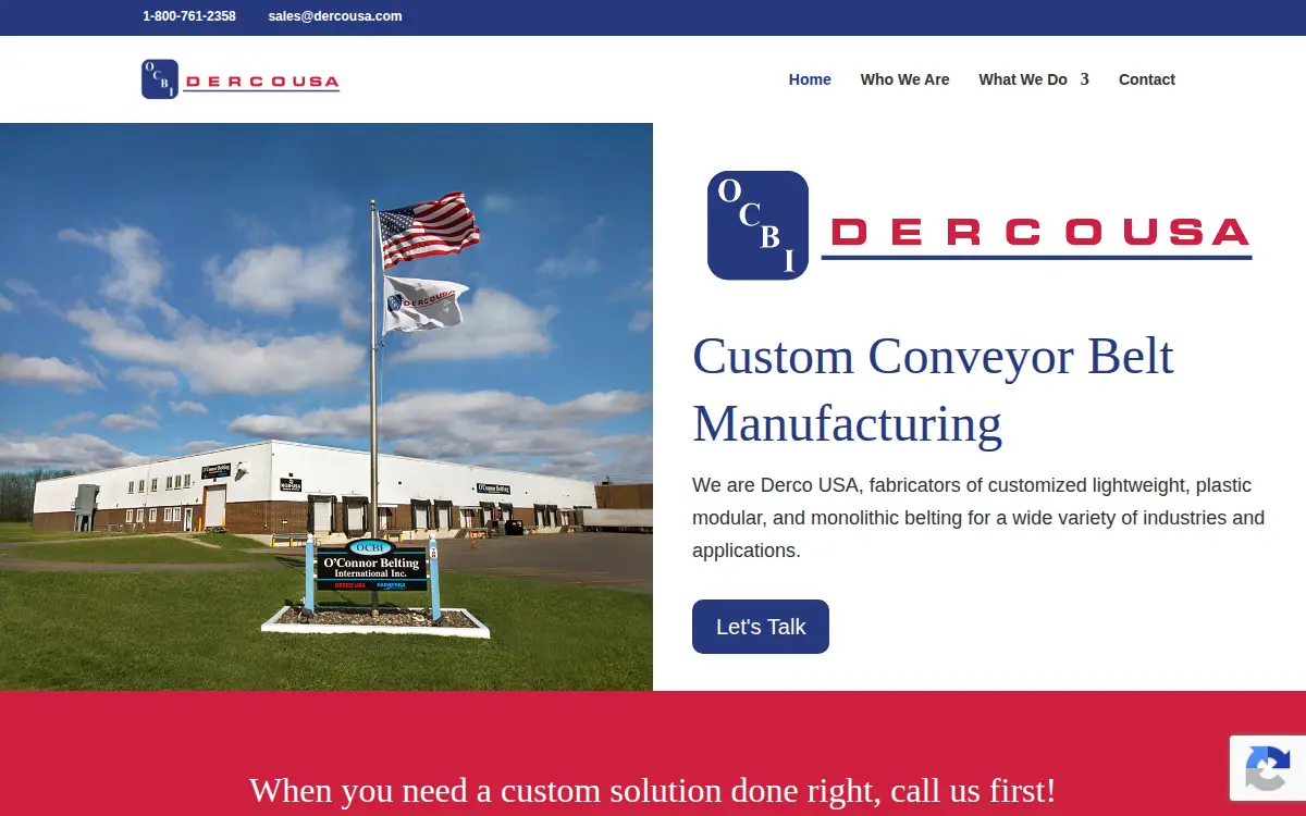 Homepage of O'connor Belting International INC.
