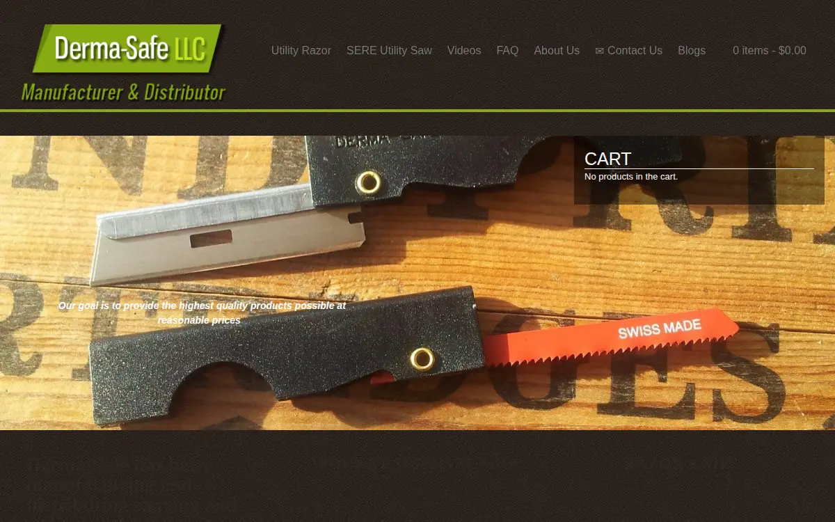 Homepage of Derma-safe LLC