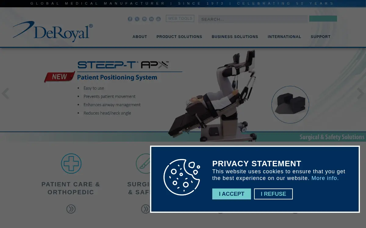 Homepage of Deroyal Industries INC