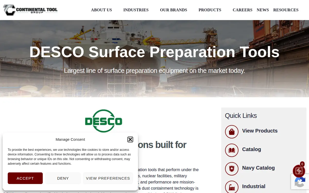 Homepage of Desco Manufacturing Company