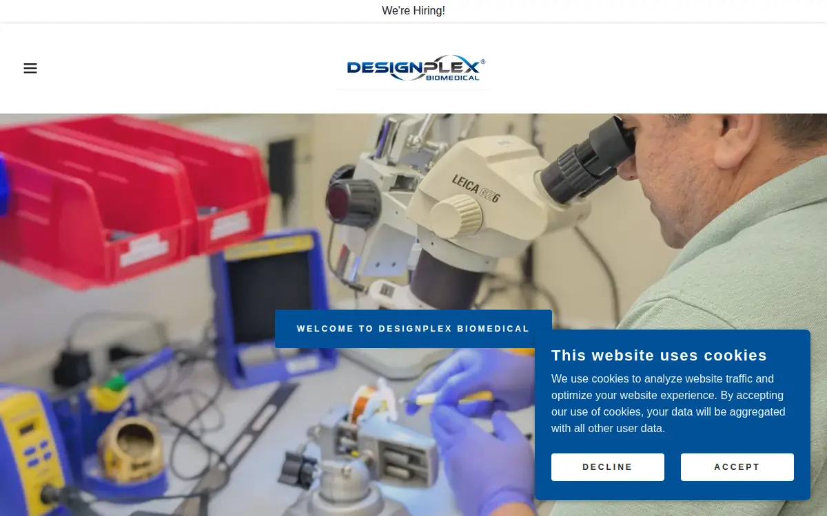 Homepage of Designplex Biomedical LLC