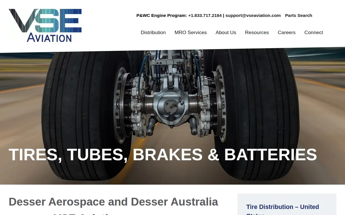 Homepage of Desser Tire & Rubber Co., LLC