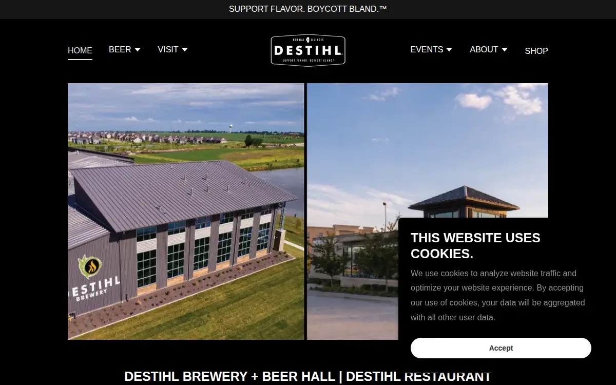 Homepage of Destihl Holdings, LLC