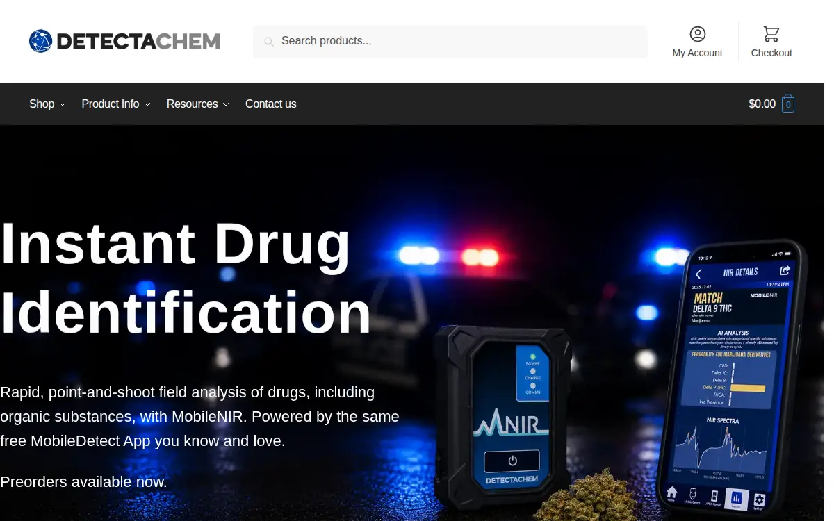 Homepage of Detectachem INC.