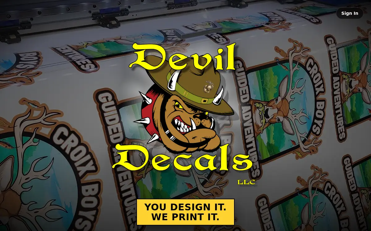 Homepage of Devil Decals L.l.c.