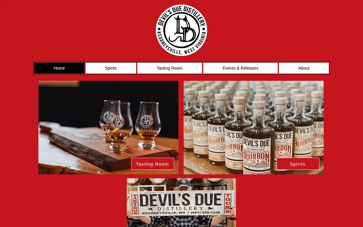 Homepage of Devil's Due Distillery LLC
