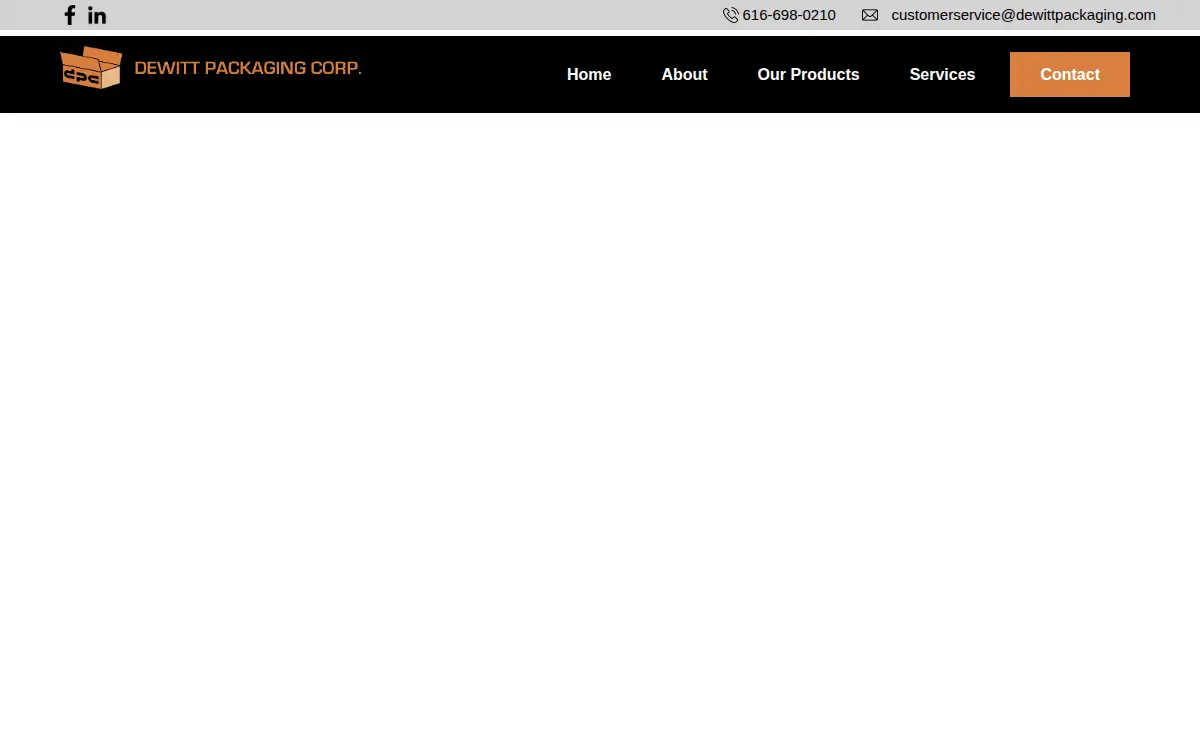 Homepage of Dewitt Packaging Corporation