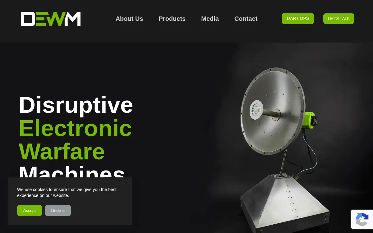 Homepage of Disruptive Electronic Warfare Machines, LLC