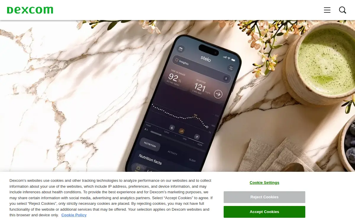 Homepage of Dexcom, INC.
