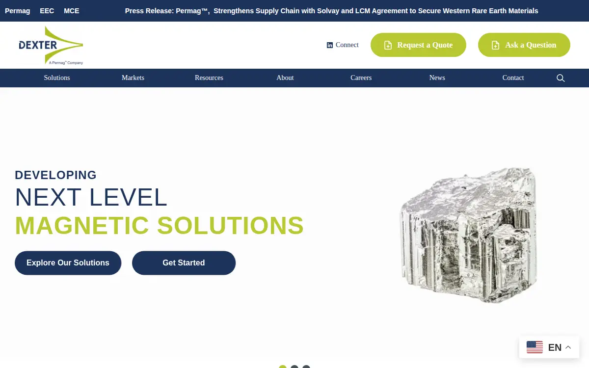 Homepage of Dexter Magnetic Technologies, INC.
