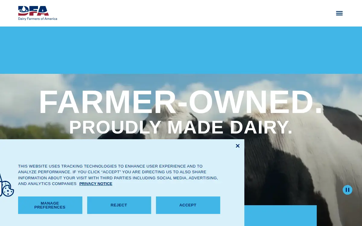 Homepage of Dfa Dairy Brands Fluid, LLC