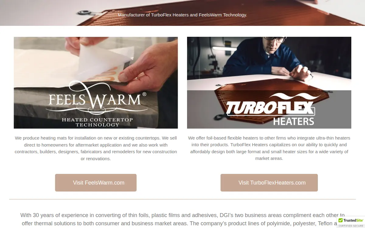 Homepage of Dg Innovations, LLC