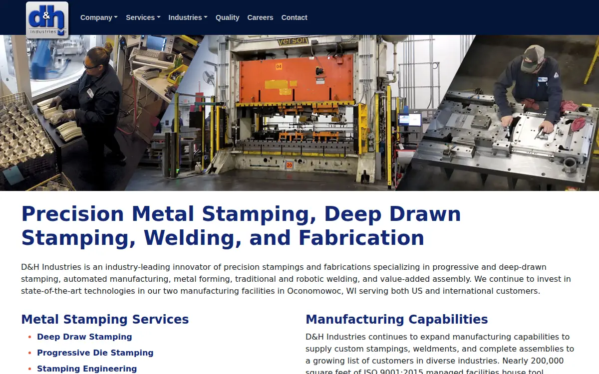 Homepage of D & H Industries INC