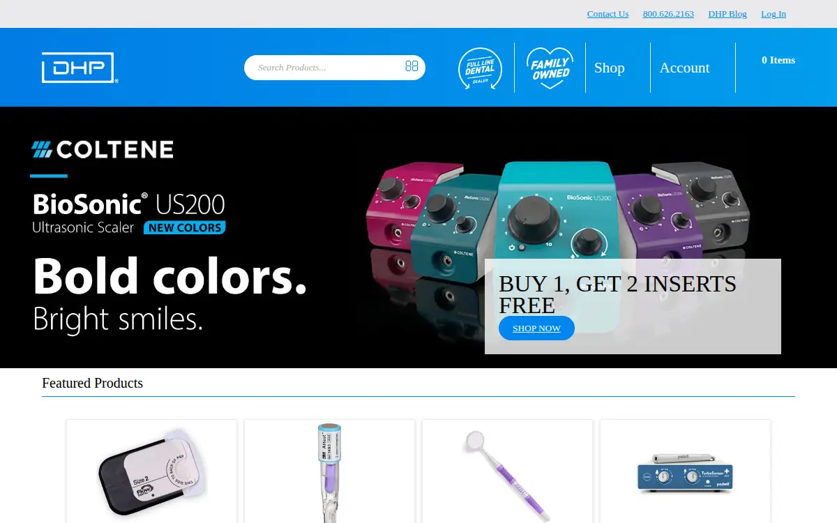 Homepage of Dental Health Products Incorporated