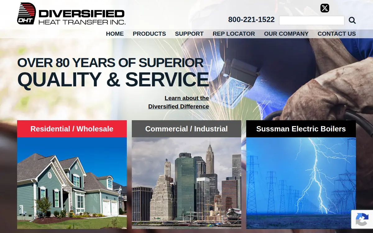 Homepage of Diversified Heat Transfer, INC