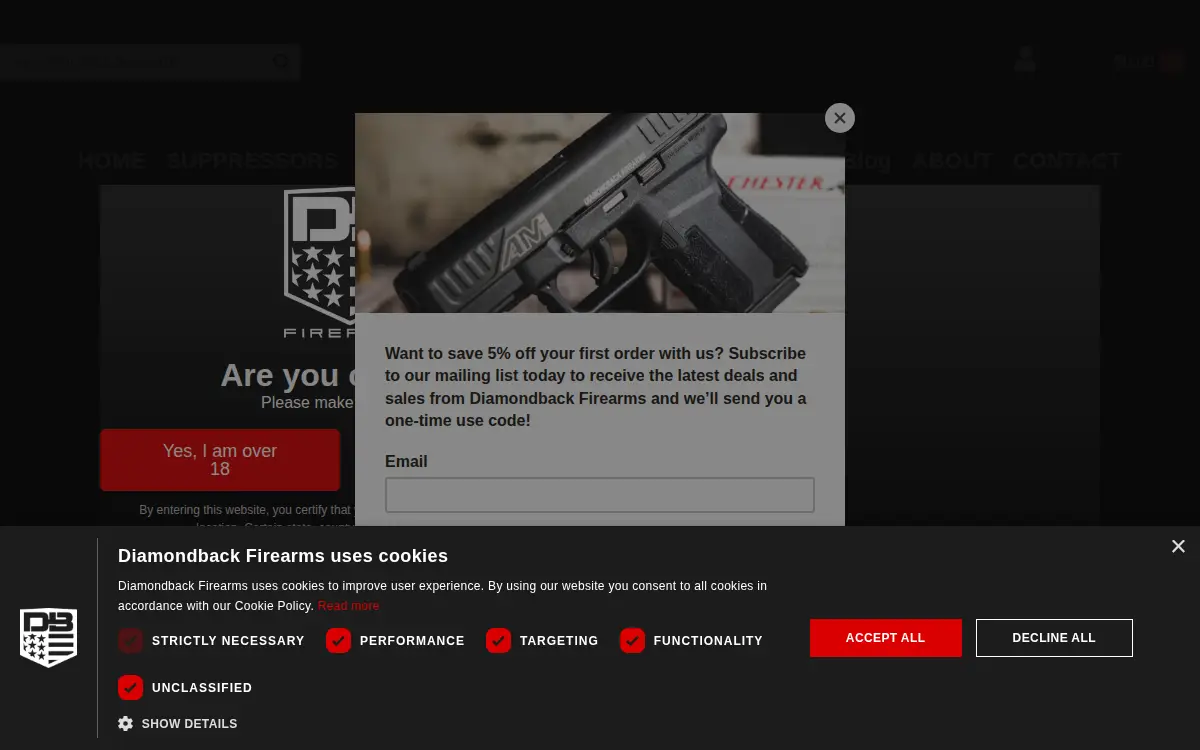 Homepage of Diamondback Firearms LLC