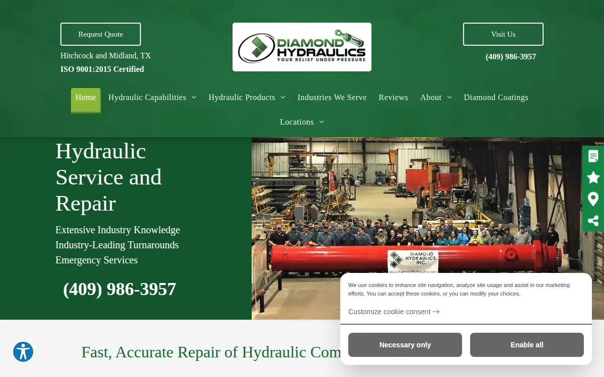 Homepage of Diamond Hydraulics, INC.