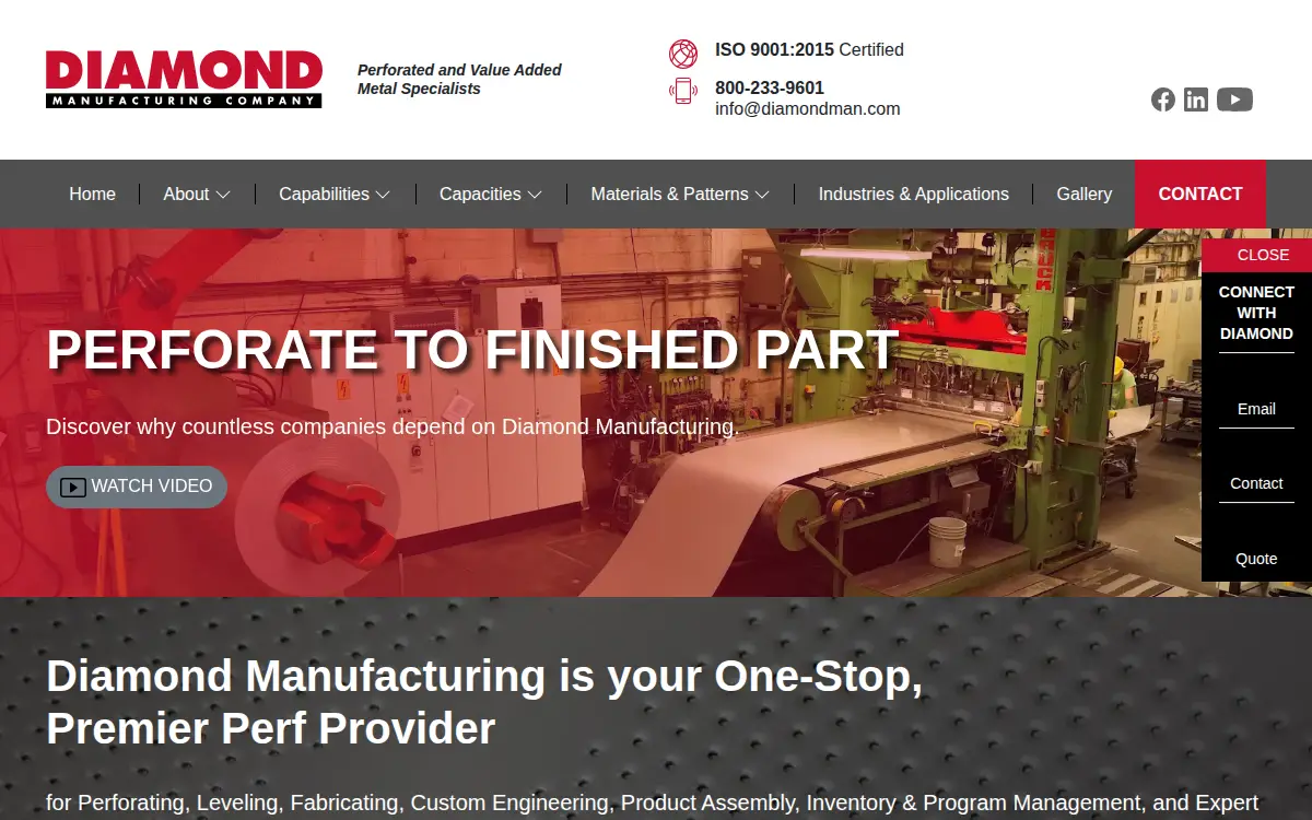 Homepage of Diamond Manufacturing Company