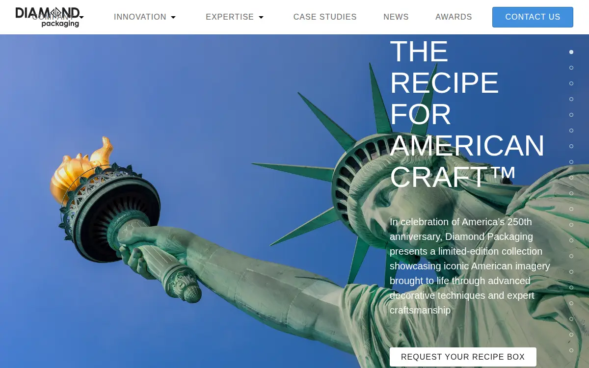 Homepage of Diamond Paper Box Company