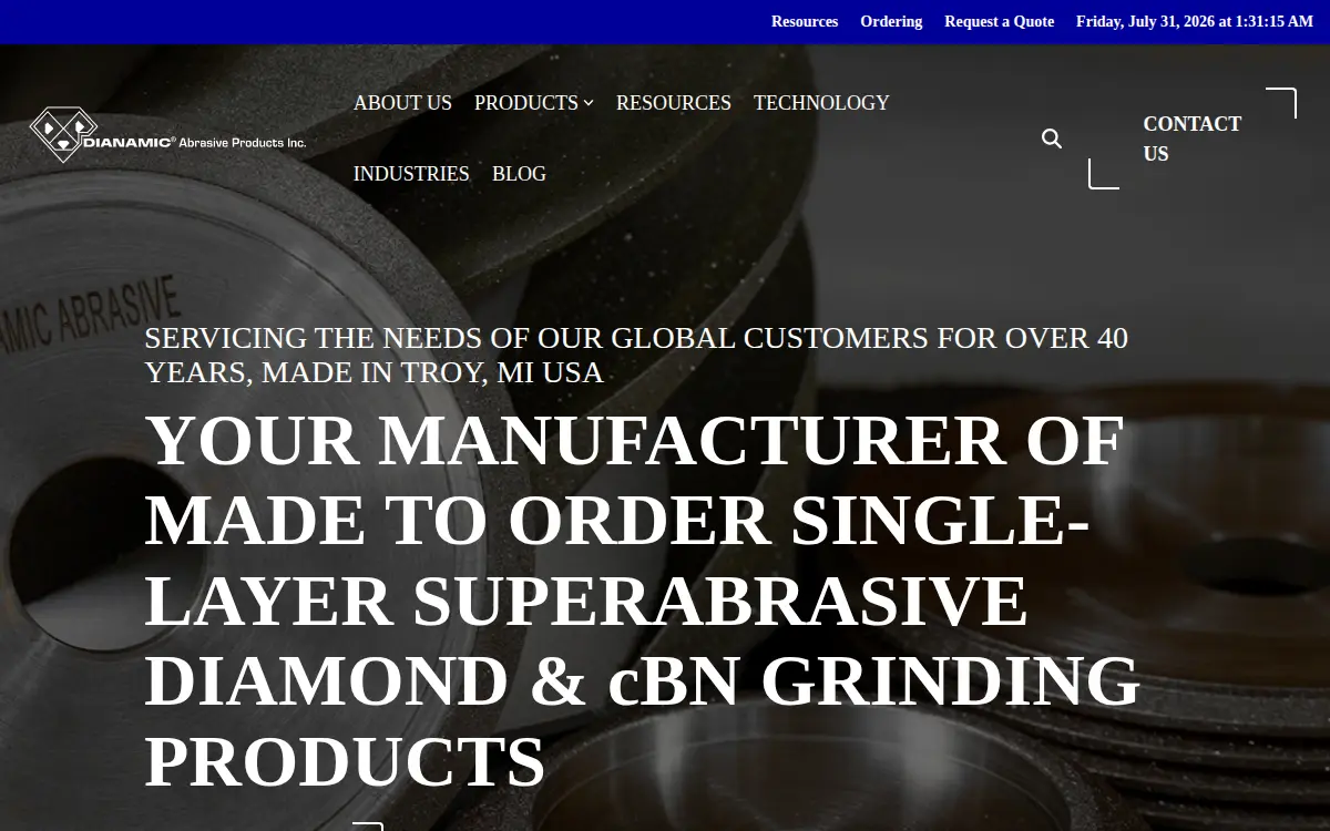 Homepage of Dianamic Abrasive Products INC