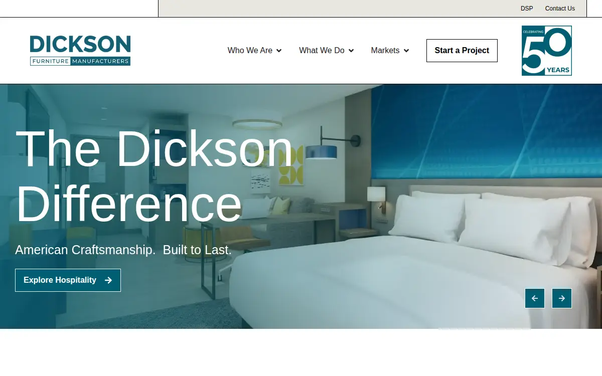 Homepage of Dickson Furniture Manufacturers LLC