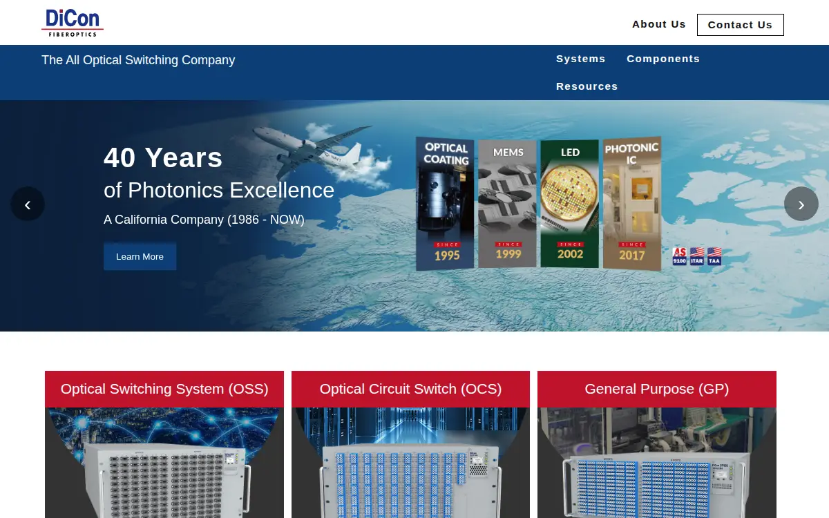 Homepage of Dicon Fiberoptics, INC