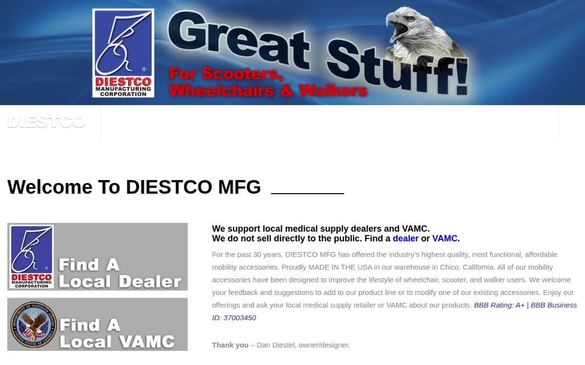 Homepage of Diestco Manufacturing Corporation