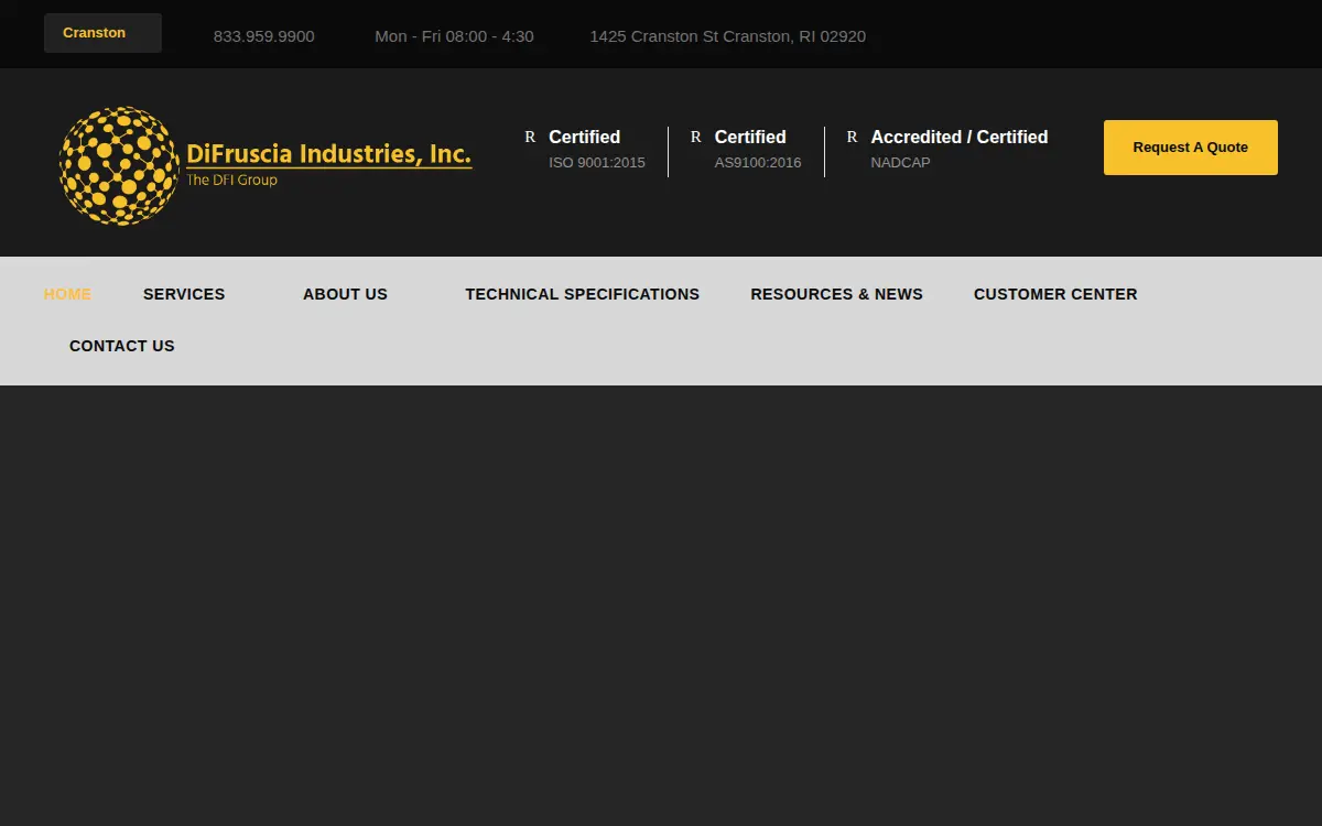 Homepage of Difruscia Industries, INC