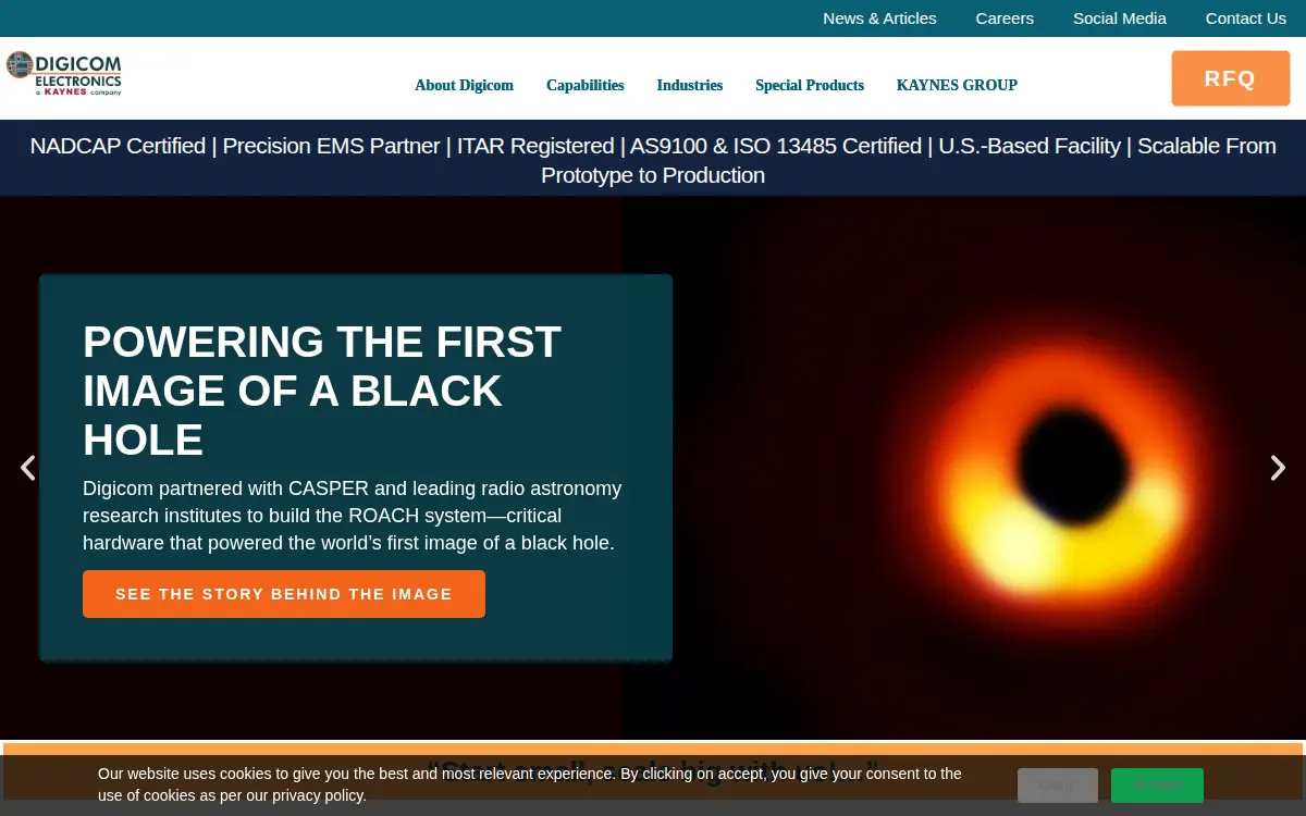 Homepage of Digicom Electronics INC.