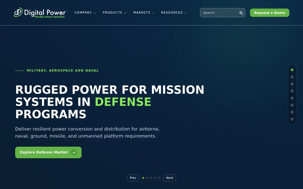 Homepage of Digital Power Corporation