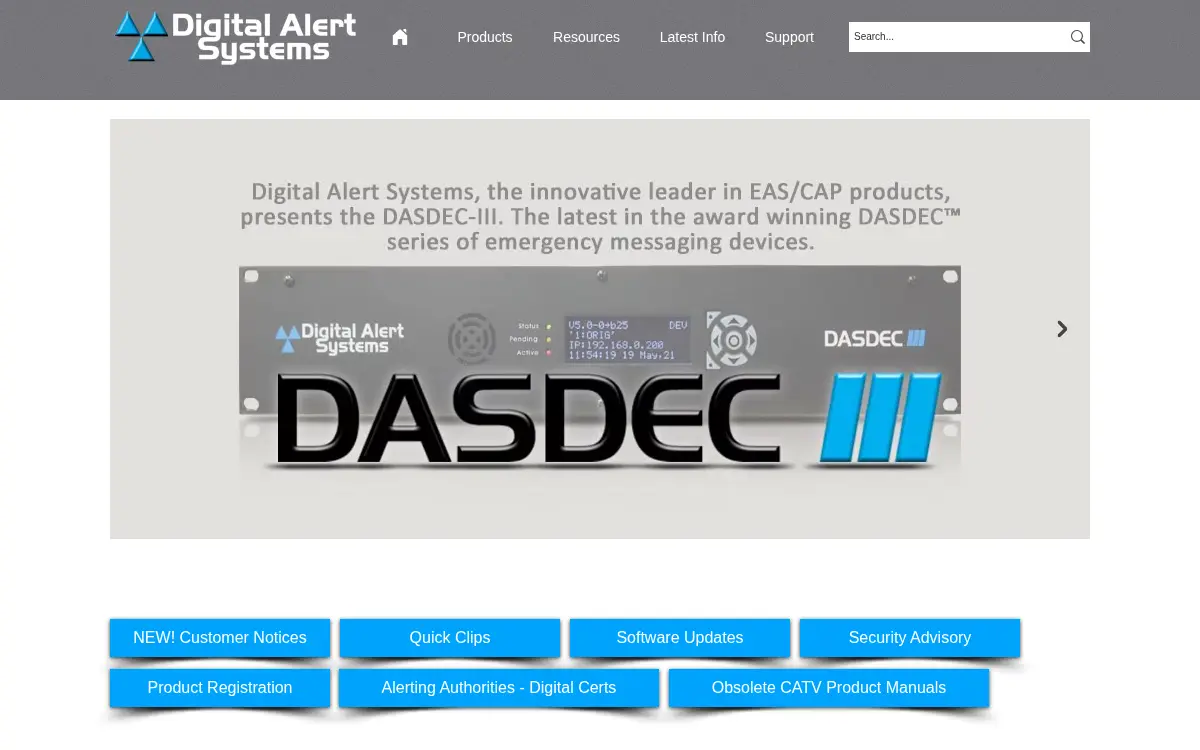 Homepage of Digital Alert Systems, INC.
