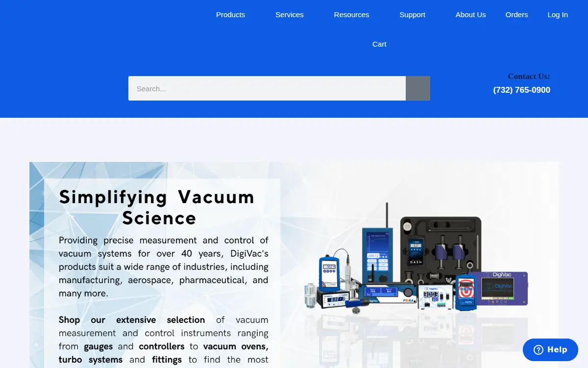 Homepage of The Digivac Company