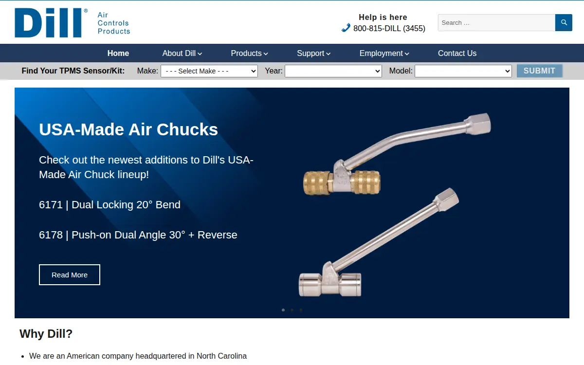 Homepage of Dill Air Controls Products LLC