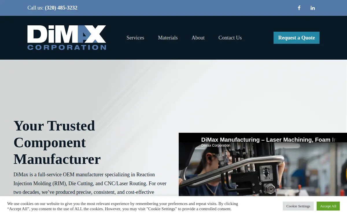 Homepage of Dimax Corporation