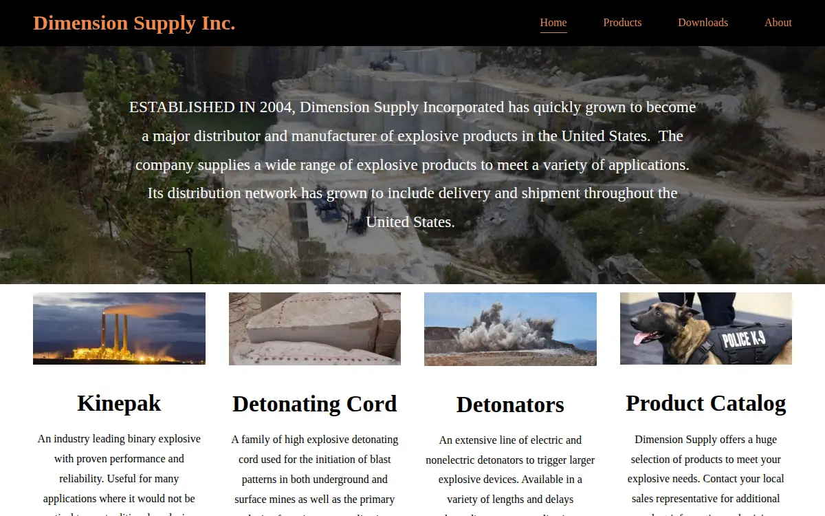 Homepage of Dimension Supply INC