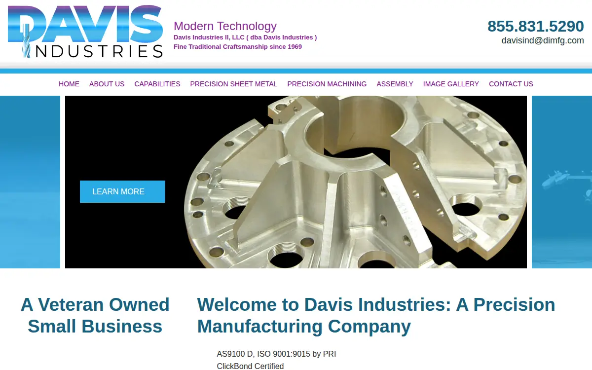 Homepage of Davis California Industries Ii LLC