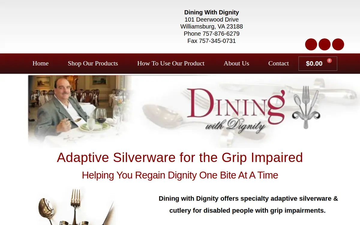 Homepage of Dining With Dignity, INC.