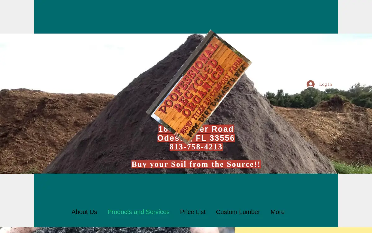 Homepage of Poo-fessional Recycled Organics and Land Management, INC