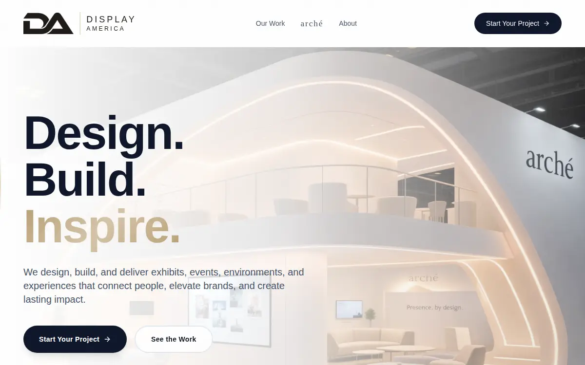 Homepage of Display America, INC