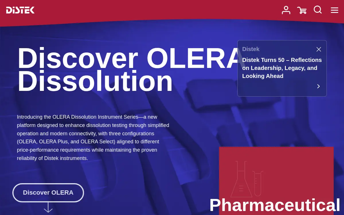 Homepage of Distek INC.