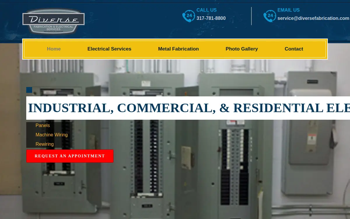 Homepage of Diverse Fabrication Services LLC