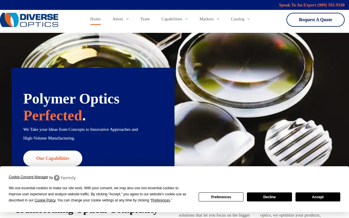 Homepage of Diverse Optics INC