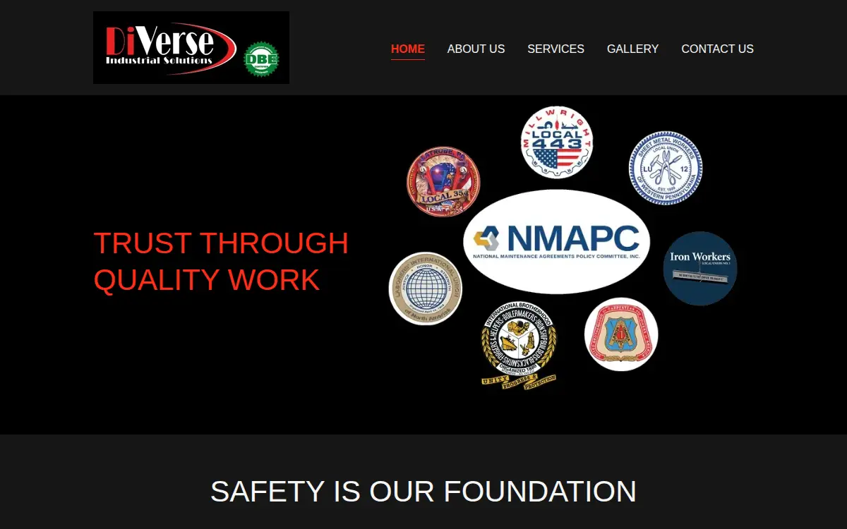 Homepage of Diverse Industrial Solutions LLC