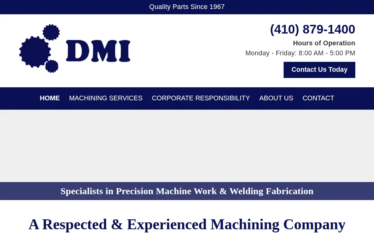 Homepage of Diversified Machining, INC.