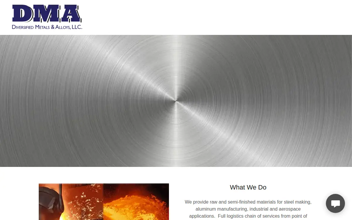 Homepage of Diversified Metals and Alloys, LLC